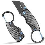 NedFoss OWL Klappmesser, 3.7cm D2 Stahl mini Taschenmesser mit Aluminiumgriff, Einhandmesser mit Liner Lock, Schlüsselanhänger Messer mit Karabiner, EDC Messer für den Alltag, Sammlung & Geschenk
