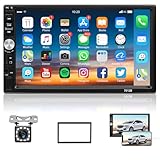Autoradio 2 Din - Auto Stereo Bluetooth mit 7 Zoll Touchscreen, Multimedia Player Auto mit Rückfahrkamera, Fernbedienung, Unterstützt MirrorLink/FM Radio/USB/AUX/TF/SWC