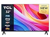 TCL 32SF540-32 Zoll FHD Smart Fernseher - HDR & HLG-Dolby Audio-DTS Virtual X/DTS-HD-Metall Randlos-Dual-Band WiFi 5-mit Fire OS 7 System, Schwarz 1080p