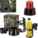 Lidsters Fishing Supplies 3-in-1 Getränkehalter für Angelstühle, Camping, Bettstühle, Flaschen, Karpfen, Schwarz, Kunststoff
