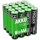 HiQuick Micro AAA Akku, NI-MH 1100mAh wiederaufladbar Batterien, geringe Selbstentladung 1,2V Akku, 16 x Micro AAA