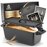 KAISERTAL® Robuste 4in1 Brotbackform mit Deckel [3L][28CM] Backform aus Gusseisen,Toastbrot Backform, Kastenform, Gusseisen Topf. Einsatzbereit auf alle Herdarten