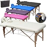 Beltom Mobile Massagetisch Massageliege Massagebank 2 zonen klappbar THERAPIELIEGE +TA. - Creme