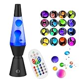 FOOING Flüssigbewegungslampe, Liquid Motion Lampe, 17 Farbwechsel Nachtlicht mit Fernbedienung, Stimmungsbeleuchtung für Schlafzimmer, Entspannter Nighlight für Kinder Erwachsene-14,5'' Schwarz