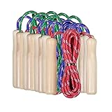 Partituki Packung mit 10 Springseilen. Holzgriff Springseile. Ideal für Spiele im Freien und Kindergeburtstagsgeschenke.
