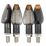 WOOLUCK 4 Stück Motorrad Blinker Licht, 12V 14 LED Motorrad Blinkerleuchten Gelbe Lampe, Universal Motorrad Lauflicht, Miniblinker Hochleistungslampe Wasserdicht Blinker Motoradblinker