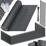 KESSER® PVC Sichtschutzmatte Sichtschutzzaun 90 x 500 cm | Balkonverkleidung Windschutz | verstärkte Lamellen für Garten Balkon & Terrasse | Balkonumrandung inkl. Kabelbindern & Abdeckung Anthrazit