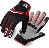 WESTWOOD FOX Vollfinger-Radhandschuhe mit Polsterung für Männer und Frauen, rutschfest, stoßdämpfend, atmungsaktiv, Touchscreen Mountainbike-Handschuhe für BMX, MTB-Rennen, Straßenrennen (ROT, L)