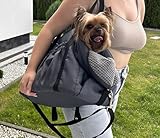 Izabell Hundetasche 3 in 1, Hundetragetasche, Welpentasche, Haustiertransporttasche, Transporttasche für kleine und mittelgroße Hunde, Welpen, Katzen bis 7 kg (Grau, M)