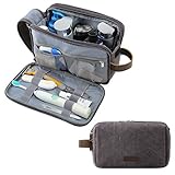 BAGSMART Kulturtasche für Herren, Reise Kulturbeutel Kosmetiktasche mit Doppelter Reißverschlussöffnung, Großer Stauraum, 5L-Dunkelgrau