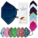TubeRoo FFP2 Maske Dunkelblau Blau Marineblau Navy 10 Stück Masken aus Deutschland, Made in Germany, weiche runde Ohrschlaufen Bänder, Atemschutzmaske, Mundschutz, Schutzmaske, Staubmaske, Allergie