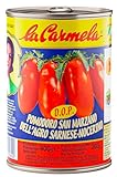 Esprevo 12x 400g original D.O.P. San Marzano Tomaten Dose | La Carmela ganze geschälte Pizzatomaten frisch aus Italien
