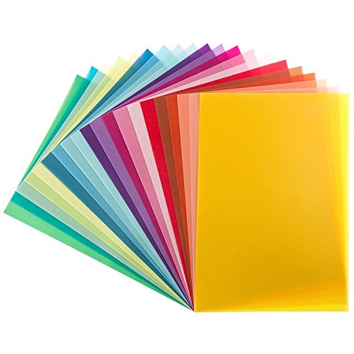 20 Transparentpapiere, DIN A4, 20 Farben, 130 g/m² | buntes Papier zum Basteln, Scrapbooking, Kartengestaltung, DIY u.v.m.