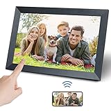 Aorpdd Digitaler Bilderrahmen WLAN 10.1 Zoll, HD IPS-Touchscreen Elektronischer Bilderrahmen mit 32 GB Speicher, Automatische Drehung, Teilen von Fotos oder Videos überall über Frameo App