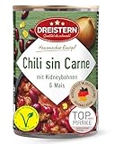 DREISTERN Chili sin Carne 400g I Veganer Eintopf mit Kidneybohnen & Mais I High-Protein mit hochwertigen Nährwerten I Lange Haltbarkeit & ohne zugesetzte Konservierungsstoffe I Hausmacher Qualität
