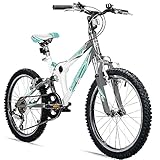 Bergsteiger Montreal 20, 24 Zoll Kinderfahrrad, geeignet für 6,7, 8, 9, 10, 11, 12, 13 Jahre, Shimano 18 Gang-Schaltung, Mountainbike mit Vollfederung, Jungen-Fahrrad, Mädchen-Fahrrad