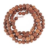 Craftdady 100 Stück Ungefärbte Natürliche Rudraksha-Perlen - Authentische Himalaya-Echte Runde Perlen für Rosenkranz, Japa Mala, Gebetskette, Puja Meditation