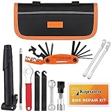 Fahrrad-Reparaturtasche,16-in-1 Fahrrad Reparatur Werkzeug Set, Mit Fahrradpumpe und Fahrrad Notfallset,für Mountainbike und Rennrad Camping Travel Essentials Tool Bag