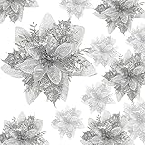 LAEMILIA Weihnachtsbaumschmuck, Kranz, Blumen mit Blättern, Beeren, Glitzer, Rotgold, Weihnachten, Hochzeit, Party, Dekoration (01-Silber)