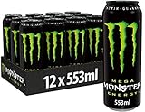 Monster Energy - koffeinhaltiger Energydrink mit klassischem Energy-Geschmack - in wiederverschließbaren Einweg Dosen (12 x 553 ml)