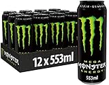 Monster Energy - koffeinhaltiger Energy Drink mit klassischem Energy-Geschmack - in wiederverschließbaren Einweg Dosen (12 x 553 ml)