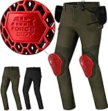 SHIMA Giro Motorrad Hose Herren mit Protektoren Airforce Knieprotektoren Motorradhose Kurzgrößen Hosen für Mann Protektorenhose Textilhose Urban Stretch Cargohose Lang (Männer, Khaki, 32/32)