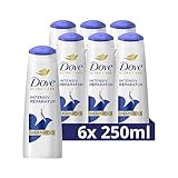 Dove Shampoo Intensiv Reparatur für strapazierte Haare mit Smart Repair System 250 ml 6 Stück, Unparfümiert