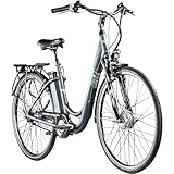 ZÜNDAPP E Bike City 28 Zoll | Elektro Fahrrad für 150-175 cm | 7 Gang Ebike Vorderrad Motor | E-Bike Elektrofahrrad mit Beleuchtung | Retro Hollandrad Green 3.7 (grau, 48 cm)