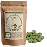 SPINTZ® Bio Spirulina + Chlorella Presslinge 200 Stück | 100% kontrolliert biologischer Anbau | Vegane Chlorella Spirulina Tabletten 500mg/Tab | Plastikfrei verpackte Spirulina Chlorella Tabletten