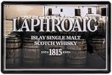 Retro Whisky Blechschild passend für LAPHROIG Single Malt Scotch Liebhaber und Genießer - geprägtes Blechschild für Schottland Fans, 30 x 20 cm