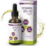 Vita2You Vitamin D3 + K2 Tropfen - Vitamin D3 5000 IE - Vitamin K2 100µg pro Tropfen - K2VITAL - MK-7 - 99,7% All-Trans - MCT-Öl - Premium Qualität - Made in Germany