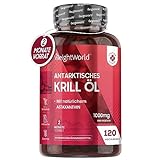 Omega 3 Krillöl Kapseln - 1000mg mit Astaxanthin - EPA & DHA für Herz & Blutdruck (EFSA) - Alternative zu Fischöl & Lebertran - Antarktis Krill mit Phospholipiden - 120 Weichkapseln - WeightWorld