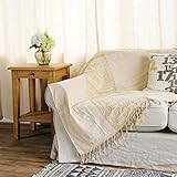 Bettdecke, Bohemia-Überwurfdecken, Frühlings- und Sommer-Decken mit bunten Chenille-Quasten, weich, gemütlich, für Sofas, Betten, Couchen, Heimation, A-02, 150 x 190 cm (A04 150 x 190 cm)