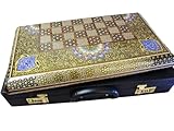 Backgammon | Schachbrett | Holz | Koffer | Handgefertigt | Handbemalt | 50 * 50 * 4 cm | Inklusive Koffer, Würfel & Steine | BGZW56A07