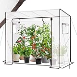 Sekey Gewächshaus Tomatengewächshaus 200x170x77 cm, Begehbarers Tomaten Gewächshaus Foliengewächshaus Balkon Outdoor - Stabil, Winterfest, UV-Beständig, Weiß