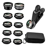 Mikinona 1 Satz 10 Fotografie -Objektivanzug Telefonfotografie Handy, Mobiltelefon breit Makroobjektiv für Smartphone Handy-Objektiv Telefon-Objektiv-Kit Glasmaterial Black