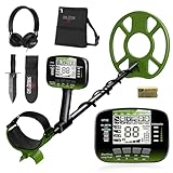 DR.ÖTEK Metalldetektor, Leicht Metalldetektoren Kit für Erwachsene und Kinder, Golddetektor mit wasserdichte Suchspule, Hochpräziser, LCD Display, Pinpoint, DISC, All Metal, und 3 Terrain-Mods, Grün