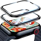 Uyiton für Apple Watch 45 MM Series 9/8/7 Schutzfolie, 2 Stück Aluminiumlegierung Displayschutz,Vollständige Abdeckung, 9H Härte Schutzglas HD-Klar Anti-Staub Folie für iWatch 45 MM