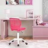 FurnitureR Schreibtischstuhl, Studiendrehstuhl ohne Armlehnen, höhenverstellbarer Bürostuhl, Arbeitsstuhl für Home Office, Schlafzimmer, Arbeitszimmer, Rosa