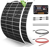 ECO-WORTHY 260 Watt 12 Volt flexibles Solarpanel Kit netzunabhängig Off Grid: 2 Stücke 130W Solarpanel + 30A LCD-Display PWM-Laderegler + 5m Solarkabel für Wohnwagen, Wohnmobil, Boot, Anhänger, Camper