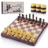 OkidSTEM 2 In 1 Magnetisch Schachspiel Brettspielset mit Dame und Klappbrett Reisespiele für Kinder und Erwachsene