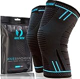AGILE NOW® Kniebandage 2er Set Premium stabilisiert & schützt die Gelenke bei jeder Bewegung – Knie Bandage für Damen & Herren – rutschfeste & atmungsaktive Knee Pads – für jede Sportart (L | Blau)