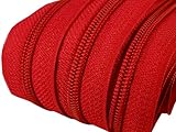 2 m endlos Reißverschluss 5 mm Laufschiene + 5 Zipper Meterware teilbar Farbwahl (kirschrot)