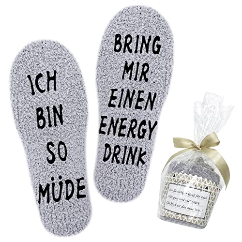 Belloxis Energy Drink Lustige Socken Damen Geschenke für Frauen Freundin Schwester, Wenn Du Das Lesen Kannst Socken
