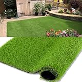 Petgrow Kunstgras 35mm Realistischer Kunstrasen Rasen Synthetisch mit Drainagelöchern Hundegrasmatte Garten Hinterhof Patio Balkon (1M × 2M)