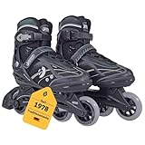 Best Sporting Inline Skates Erwachsene & Jugendliche I Rollschuhe Größe 43-44 I Breitenverstellung bis 6 mm I robuste Inliner mit Bremse I schwarz I Rollerskates Schuhe I Inliner mit 4 Rollen