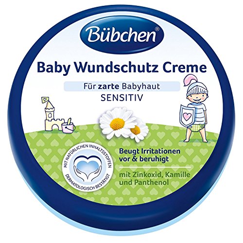 Bübchen Baby Wundschutz Creme, sensitive Wundheilsalbe, Wund- und Heilsalbe für zarte Babyhaut, mit Zinkoxid, Kamille und Panthenol, Menge: 1 x 150 ml