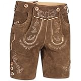 PAULGOS Herren Trachten Lederhose HK1 + Träger, Echtes Leder, Größe 50, Hellbraun