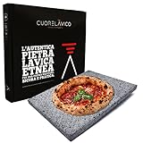 CUORE LAVICO - DAS ORIGINAL Italienischer Pizzastein - Ätna Lavastein für Pizza 39x30x2 cm | Pizzastein für backofen und Grillofen für Brot, Pizza und römische Pinsa Made in Italy - Sicily