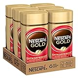 NESCAFÉ GOLD Entkoffeiniert, löslicher Bohnenkaffee, Instant-Kaffee aus erlesenen Kaffeebohnen, vollmundig & aromatisch, koffeinfrei, 6er Pack (6x100g)